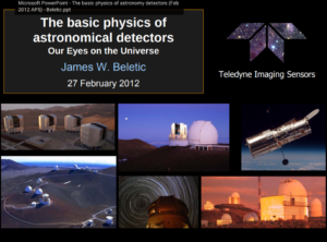 The basic physics of astronomical detectors Our Eyes on the Universe
