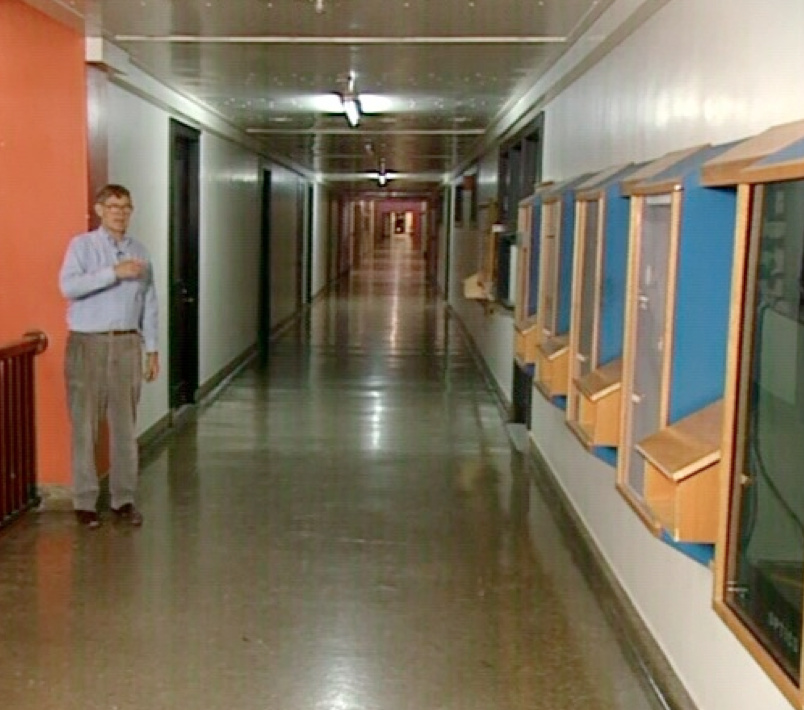 MIT corridor with lab boxes